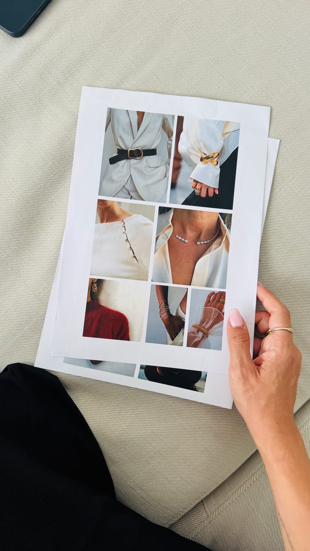 Meg reviewing a client moodboard